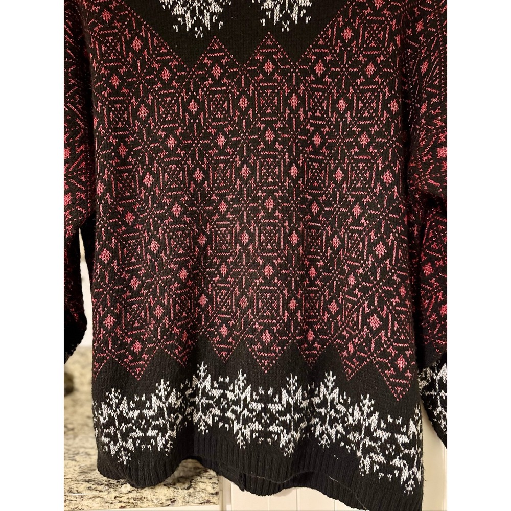 Jonathan Cass Cardigan Women 5 Fair Isle Nordic Sparkle Snowflake Vintage USA XL - Picture 9 of 9